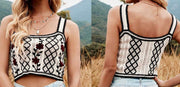 Knit Vest Style Crop with Flowers - Robin Boutique-Boutique 