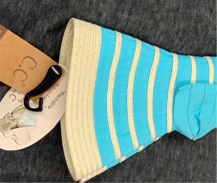 C.C Beanie Ribbon Fold Over Travel Sun Hat DA3 - Robin Boutique-Boutique 