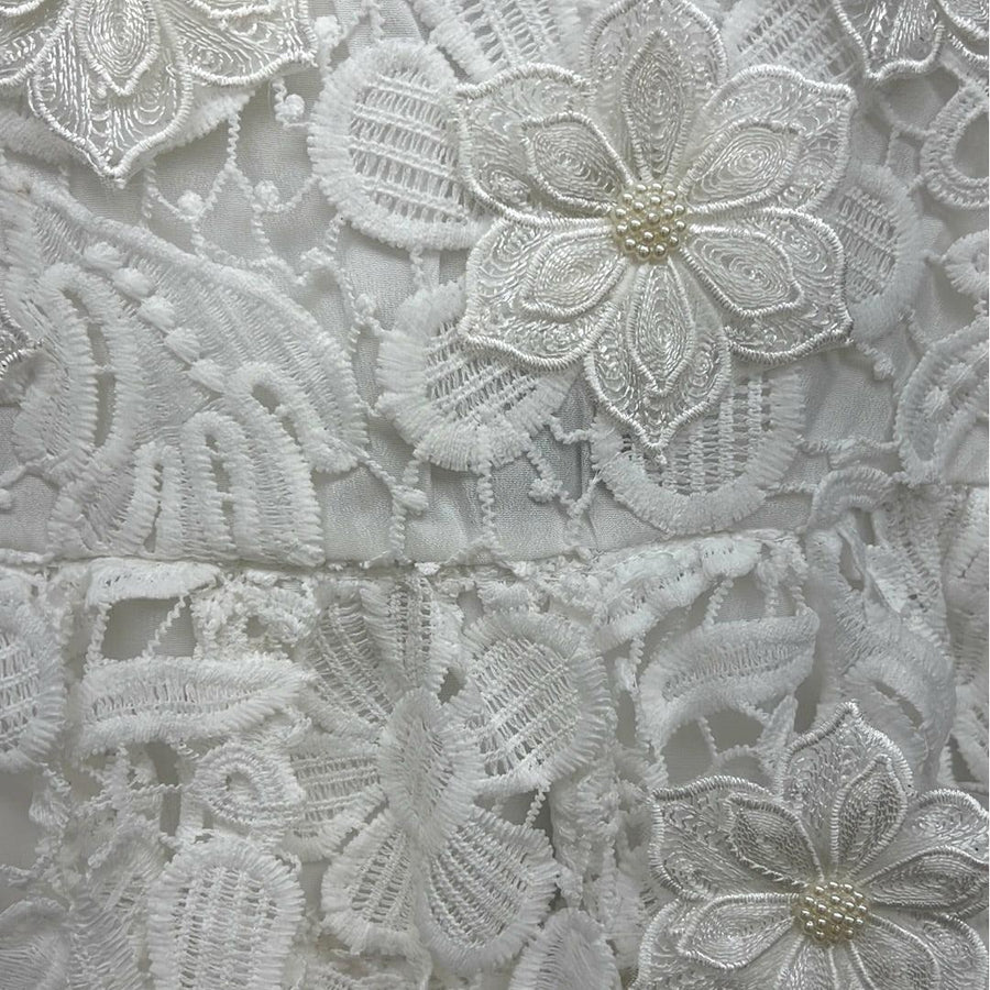 White Pearl, Lace and Embroidered Mini Skirt by Beulah - Robin Boutique-Boutique 