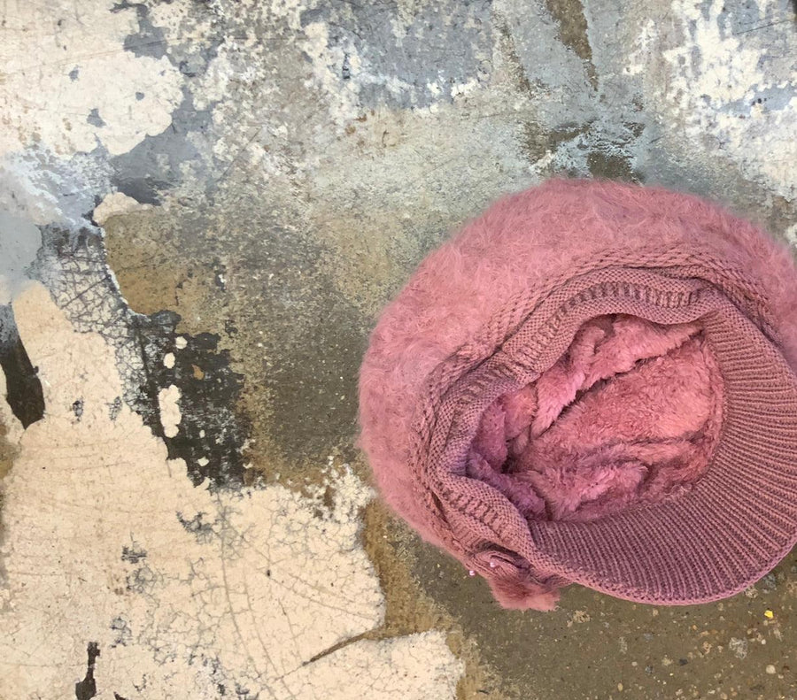 Angora Knit Beret Beanie With Brim - Robin Boutique-Boutique 