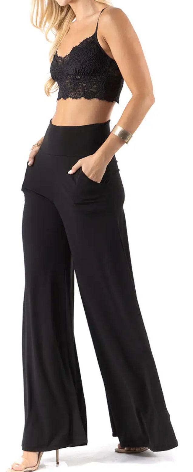 High Waist Plus Size Palazzo Pants - Robin Boutique-Boutique 