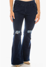 Plus Size Pull on Ripped Jeans - Robin Boutique-Boutique 