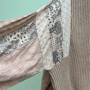 Long Sleeve Peach Sweater with Paisley, Cutwork and Embroidery - Robin Boutique-Boutique 