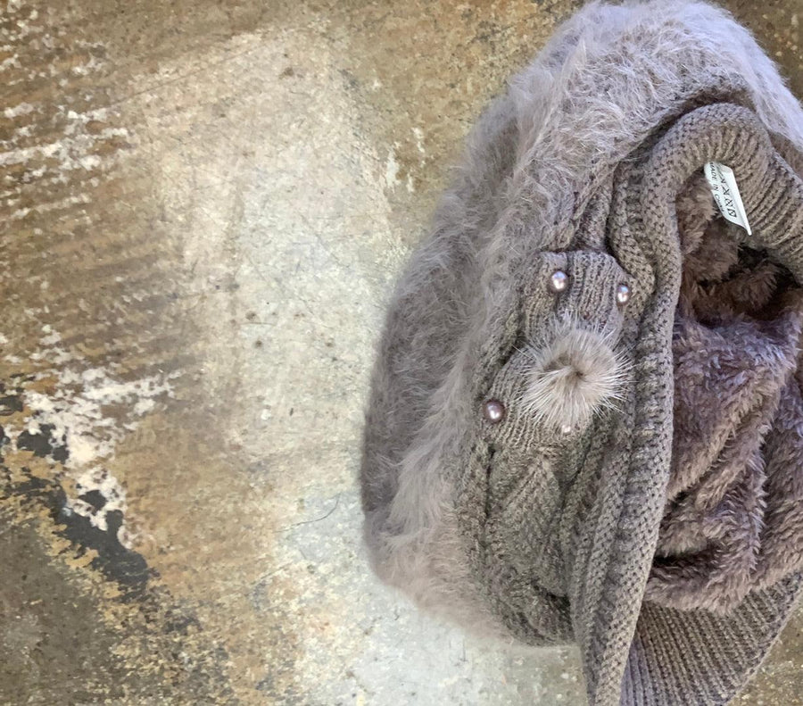 Angora Knit Beret Beanie With Brim - Robin Boutique-Boutique 