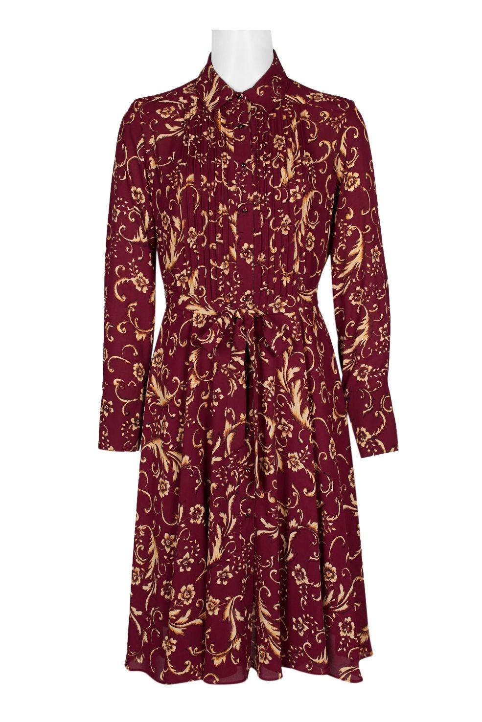 Nanette Lepore Collared Button Down Long Sleeve Floral Dress - Robin Boutique-Boutique 